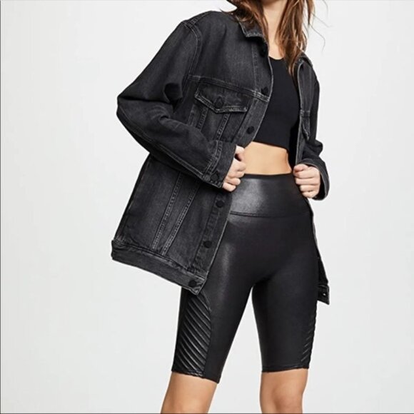 SPANX Pants - Spanx Faux Leather Moto Bike Short NWT Black M